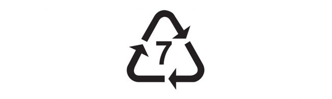 Recycling-Symbol für Kunststoffart 7 mit Nummer 7.