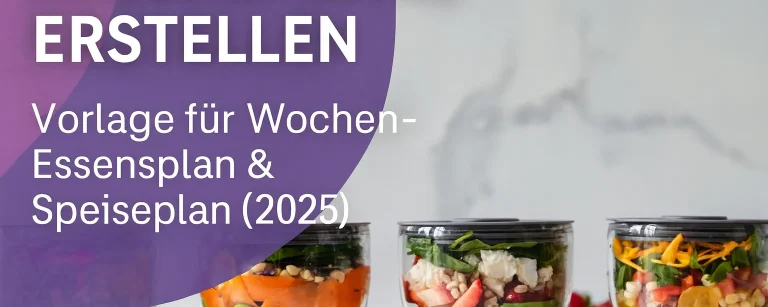 Vier vorbereitete Meal-Prep-Behälter mit gesunden Salaten als Symbolbild für das Erstellen von Essensplänen.