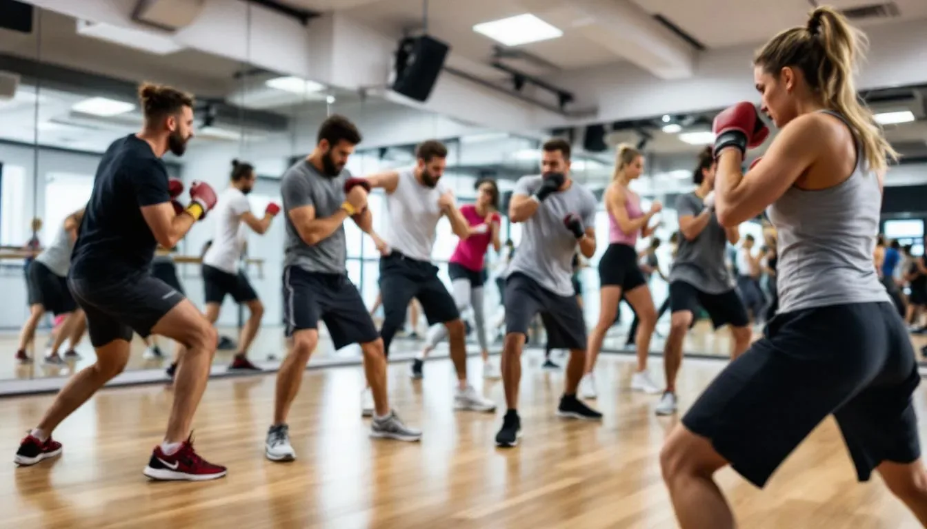 kickboxen-fitnesskurs-gruppe Kickbox-Fitnesskurs in der Gruppe